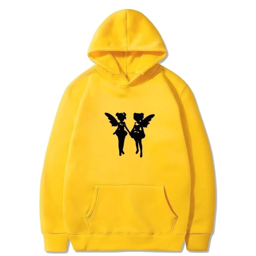 Silhouette of A Girl with Wings Printed Sweatshirt Hip Hop Pullovers Women Autumn Winter Vintage Fleece Long Sleeve Hoodies