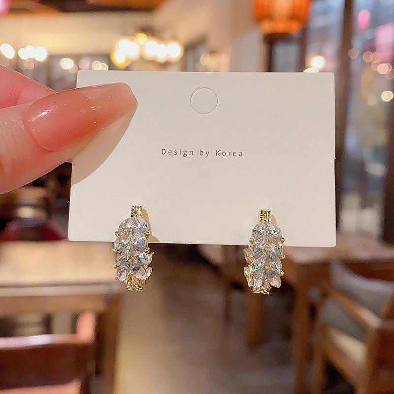 Trendy High-End Zircon Wheat Ear Earrings