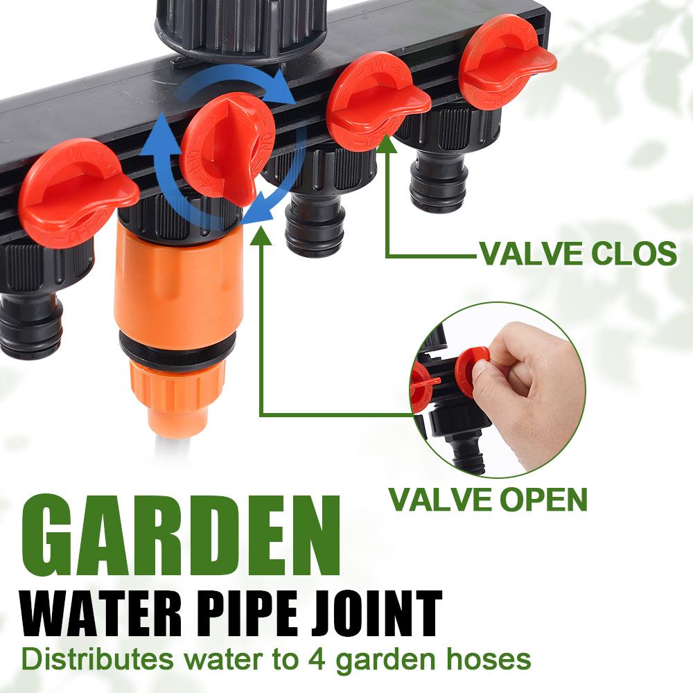 1-Pcs Garden Water Pipe Hose Quick Connect Adapters Plastic 4-way Quick Connector Splitter Garden for Faucets Watering Systems