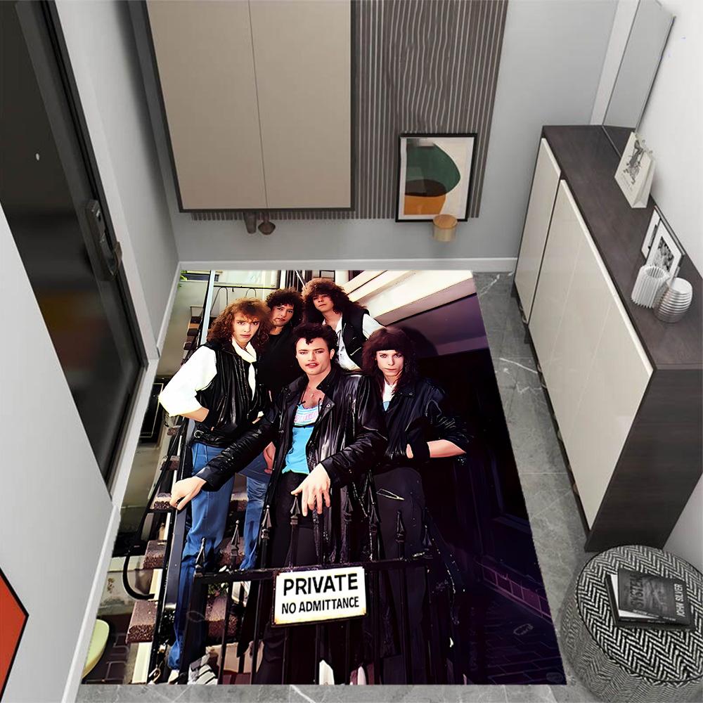 Queen Rock Band In Black Leather Themed Anti-Slip Rugs - Polyester Home Decor, Suitable for Bedrooms, Living Rooms, Doorways, Studios, and Decorations