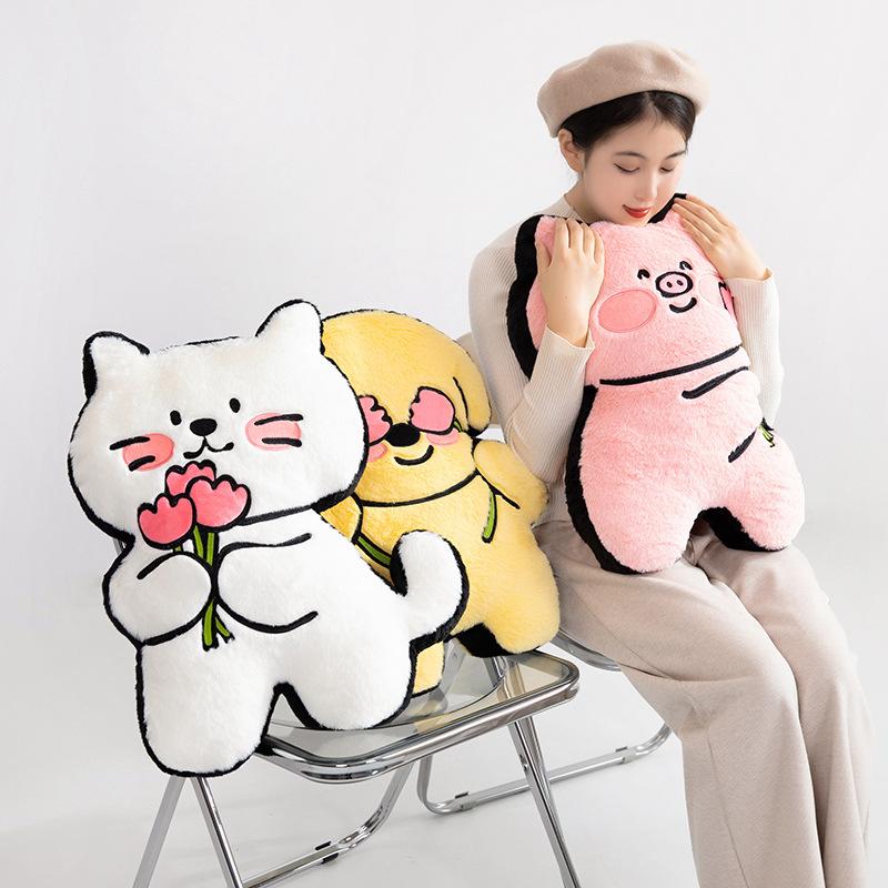 Valentine's Day Original Flowers Puppy Pillow Doll Doll Cute Plush Toys Biye Pig Doll Cushion