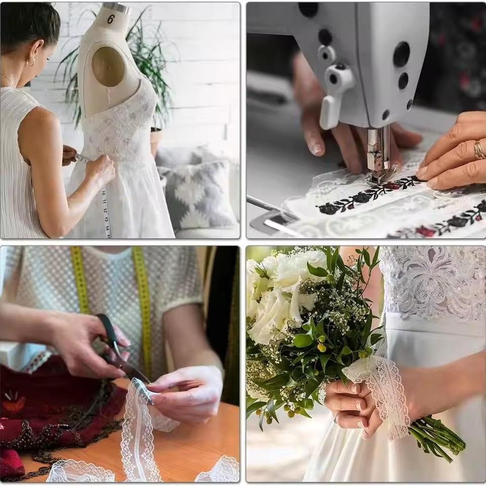 5 Meters White & Black Lace Ribbon Assorted Floral Trims for Gift Wrapping Christmas Wedding Decor DIY Crafts Sewing Accessories