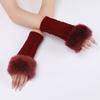 Diamond Shaped Short Gloves for Women Knitted Warm Half-finger Arm Sleeves