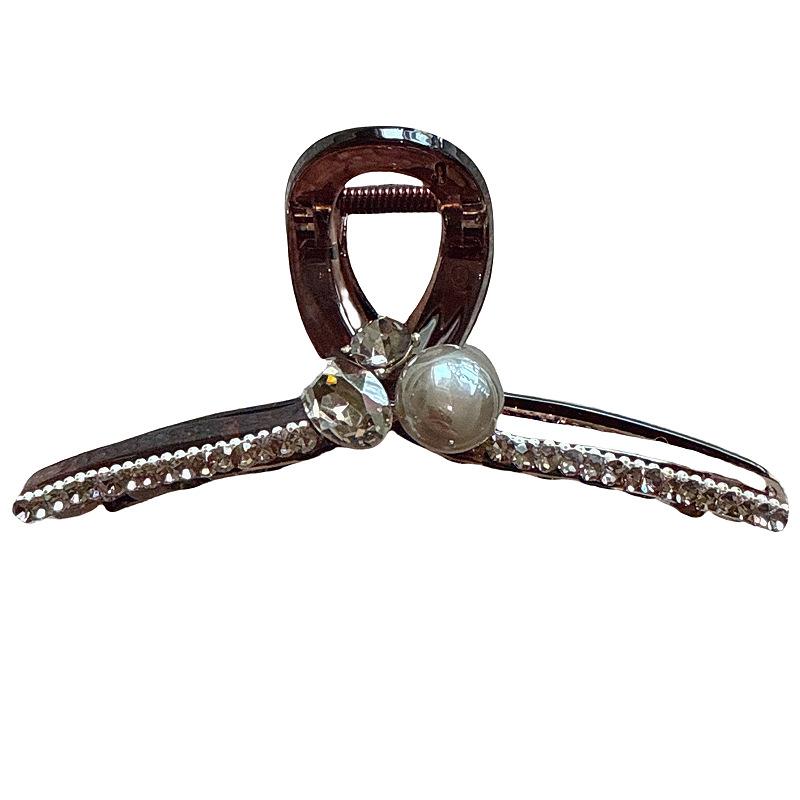 High-End Rhinestone and Pearl Large Hair Clip for Women, Light Luxury and Versatile, Shark Hair Clip for Bun, Fashion Hair Clip