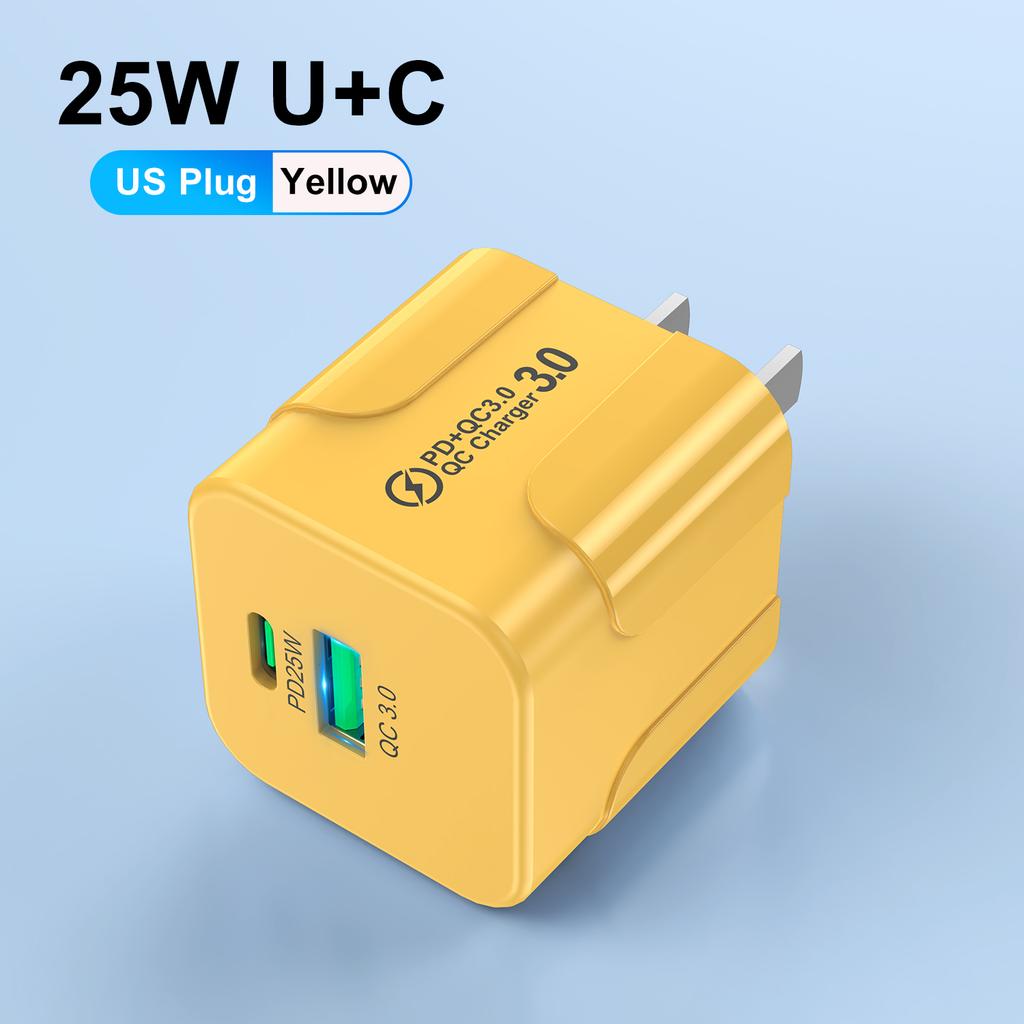 PD 25W USB C Fast Charger for iPhone 15 Pro Max Xiaomi 14 Oneplus KR EU US Mini 2 Ports Travel Plug Phone Fast Charging Adapter