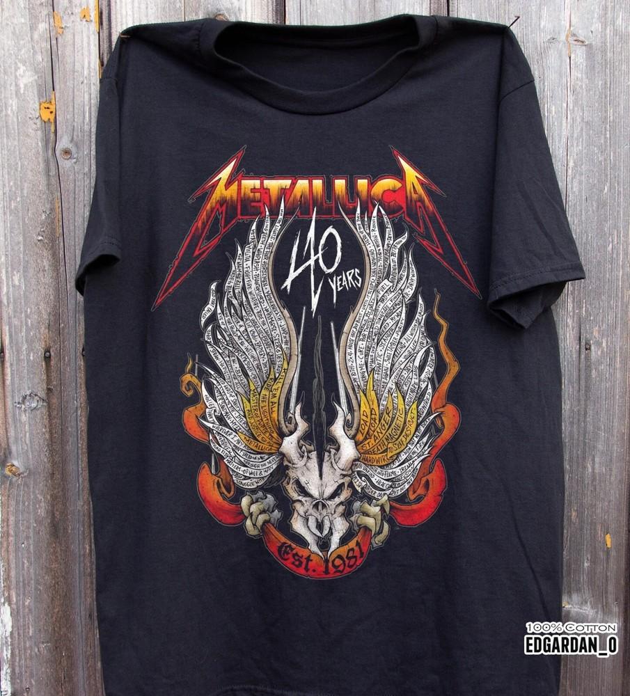 METALLICA 40 лет Ретро Черная Унисекс Футболка Размер S-5XL Унисекс Футболка XXXXL