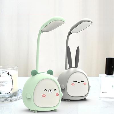 1 lámpara de escritorio LED portátil, plegable, con bonitos dibujos animados, para lectura, con recarga USB
