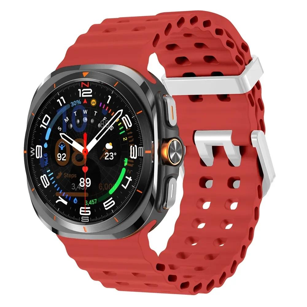 Galaxy Watch Ultra Marine Band Accessories Silicone Sport Bracelet Correa For Samsung Galaxy Watch 7 Ultra 47mm Original Strap