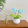 Tulipas de crochê de flores tecidas à mão Girassol Lótus Feito à mão em lã tricotada em vaso Produto acabado Decoração de mesa Ornamento
