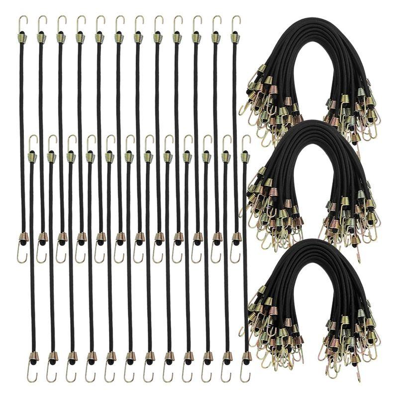 

AEE4-50 Pcs Mini Bungee Cords With Hooks Small Bungee Cords 10 Inch Black Short Elastic Bungee Strap For Luggage Bikes чёрный