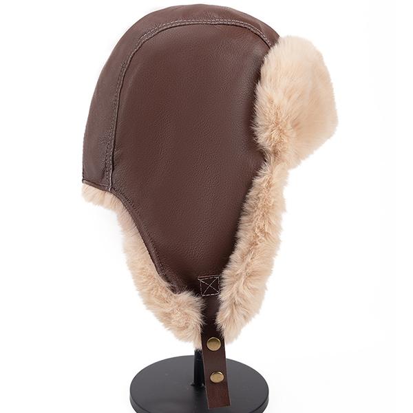 WTEMPO Faux Leather Plush Faux Fur Ear Protection Hats Couple Windproof Cold-proof Warm Bomber Hats Men's Autumn Winter Outdoor Cycling Skiing Hats