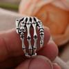 Exaggerated Personality Vintage Skull Head Ghost Claw Thai Silver Unisex Punk Rock Ring  For Women Men Gifts No Fade