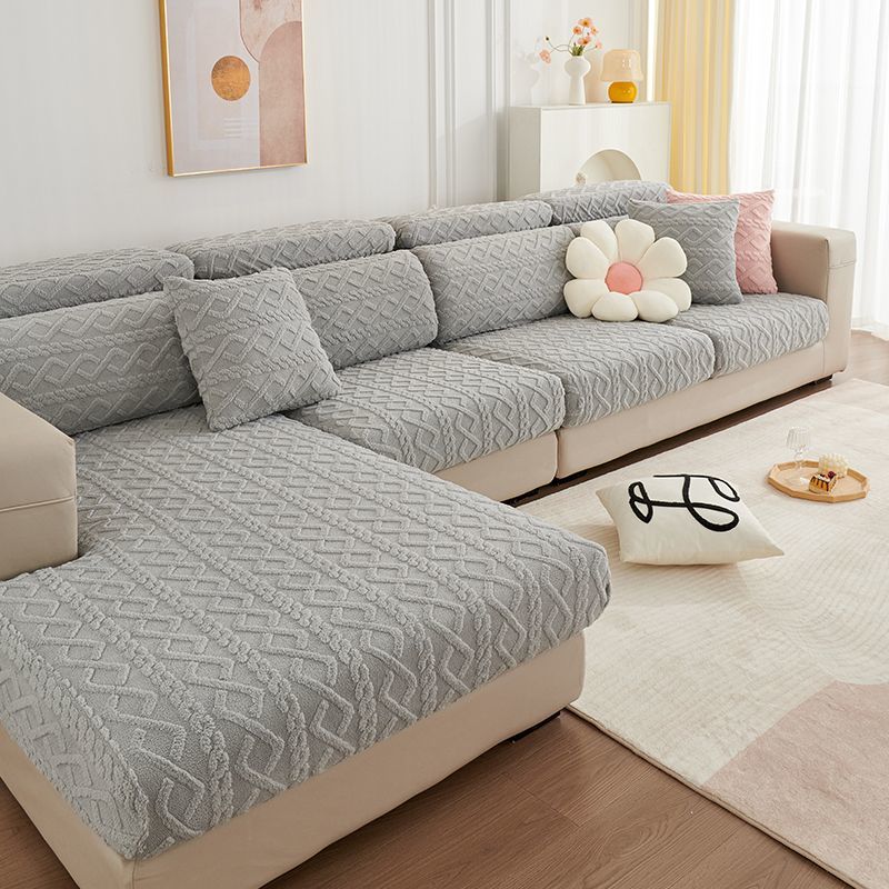 New Jacquard Sofa Cover Full Package Four Seasons Universal Set Winter Plush Sofa Cover Modern Thickening Warm Non-Slip Cushion