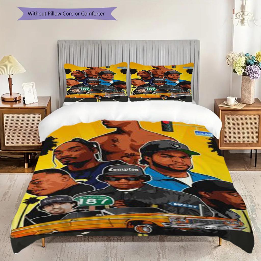 Rap Legends Street Art Tribute Threepiece Set 1 Duvet Cover 2 Pillowcase Without Core Soft And Comfortable Duvet Cover And Pillowcase