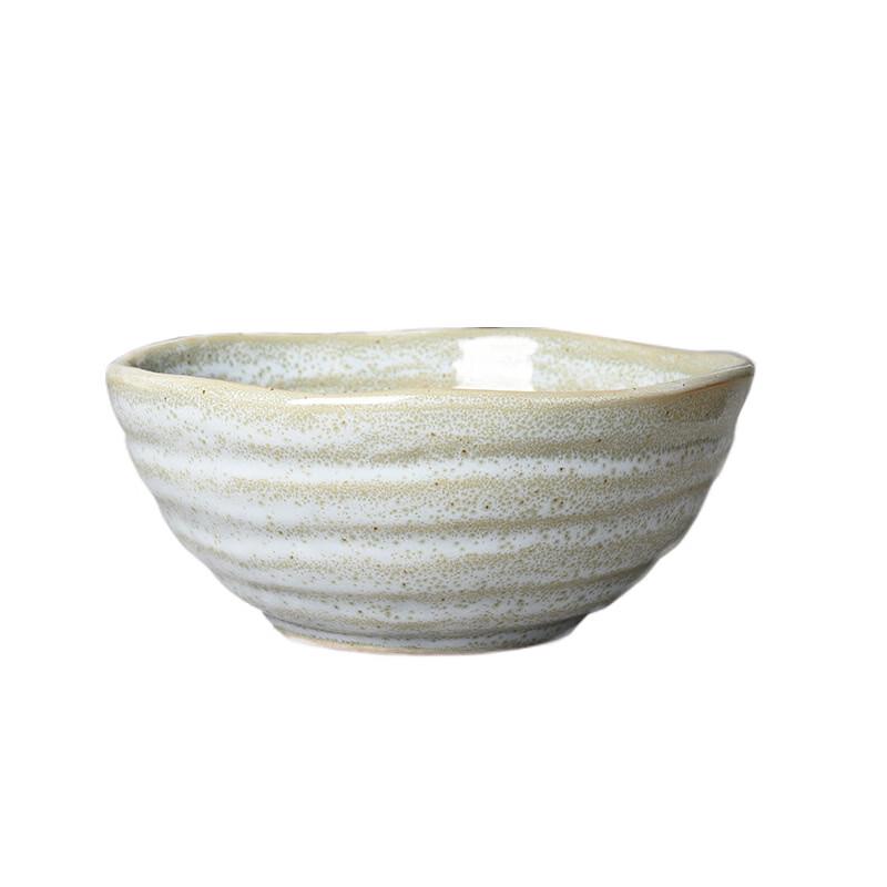 Vintage Cream-Style Coarse Pottery Noodle Bowl