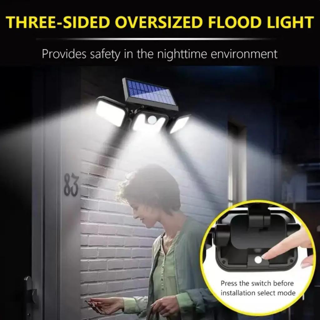 New LED Solar Lights Outdoor Motion Sensor Wall Lamp 3 Modes, 270° Wide Angle Illumination, Adjustable Garden Street Light