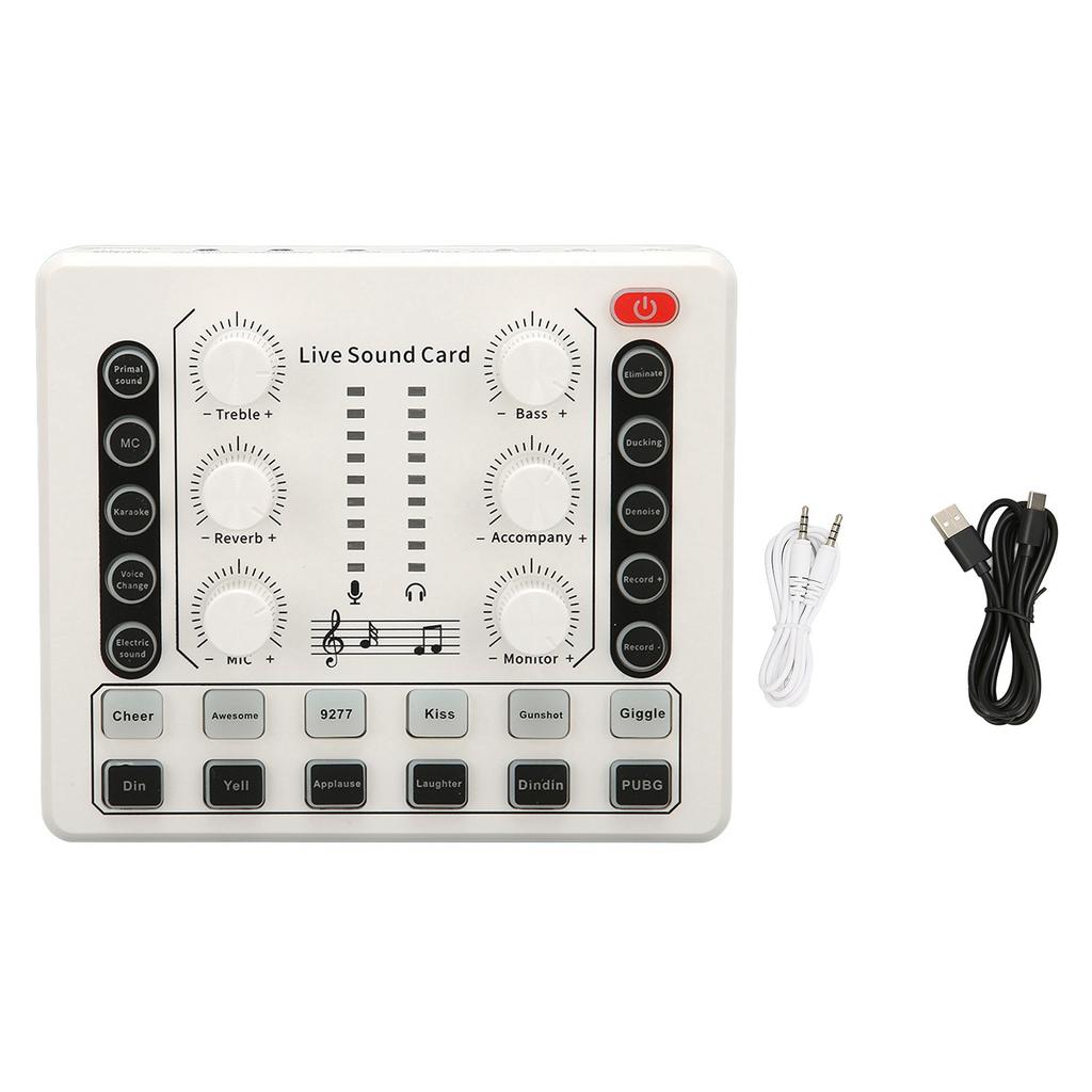 Live Sound Card Multiple Sound Effects Voice Changing Mini Sound Mixer Board for Live Streaming Home KTV