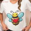 T Shirt with Cute Bee Holding a Heart Design Adorable Kind for Fun Whimsical Casual Wear Vintage Washed Streetwear Fashion