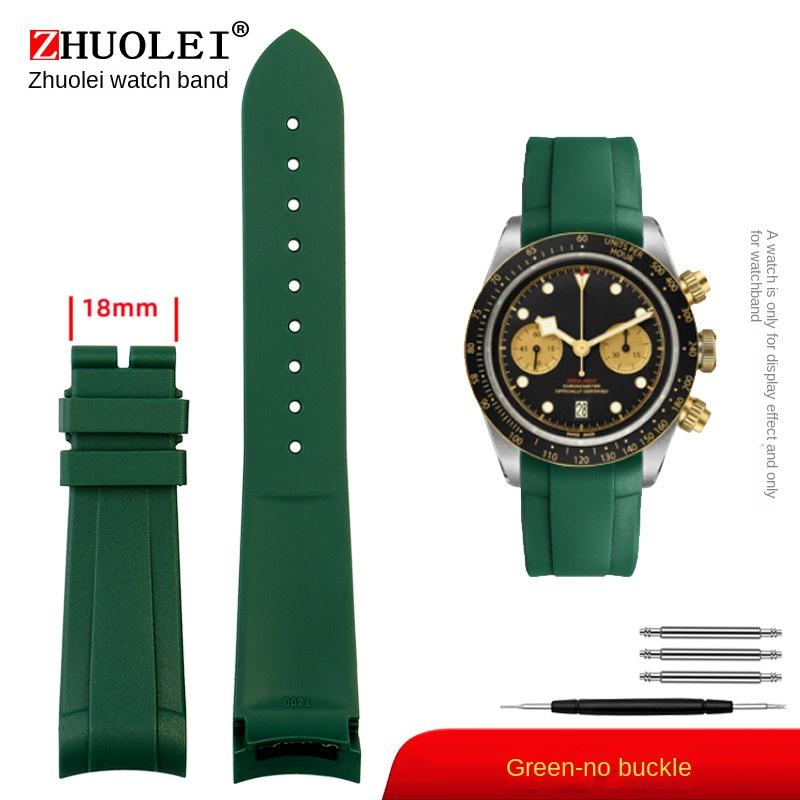 Zakřivený konec Přírodní kaučukový řemínek na hodinky pánský 22mm pro Tudor Black Bay 1958 41mm GMT Pelagos Spona s kolíčkem Skládací spona Silikonový řemínek na hodinky