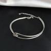 Women Minimalist Geometric Knotted Double Layer Chain Bangle Bracelet