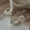 PANJBJ 925 Silver Frosting Geometry Ring for Women Wide Texture Versatile Handmade Ins Jewelry Gift