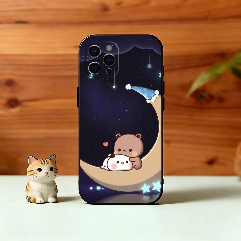 Sweet YiEr & BuBu Phone Case For iPhone 17,16,15,14,13,12,11 Plus,Pro Max,XS,Soft Silicone Black Cover