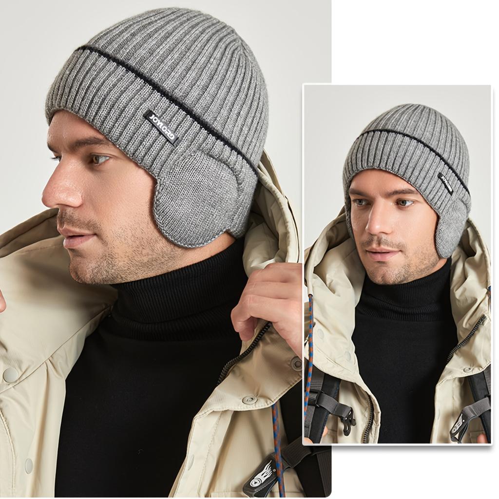 1pc Unisex Plus Velvet Thickened Knitted Winter Hat - Soft Ear Protection, Warmth Retention, Cold Weather Essential - Outdoor Accessories