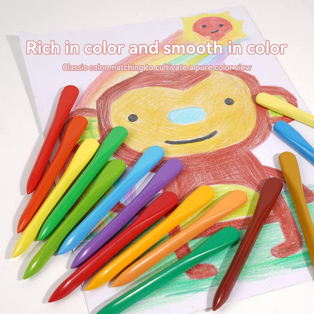 6/12/24/36 Colors Non-Dirty Hands Plastic Crayon Erasable Painting Tools Triangular Children Wax Pencil Graffiti Oil Stick