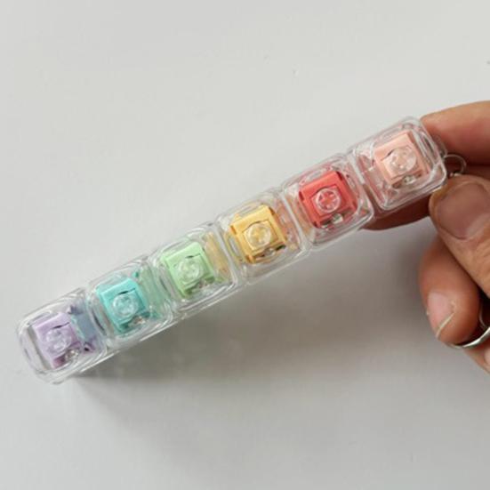 Keyboard Fidget Toy 5-Keys Anxiety Relief Finger Clicker Keychain Focus Aid Clear Keycap Keyboard Decompression Button Sensory