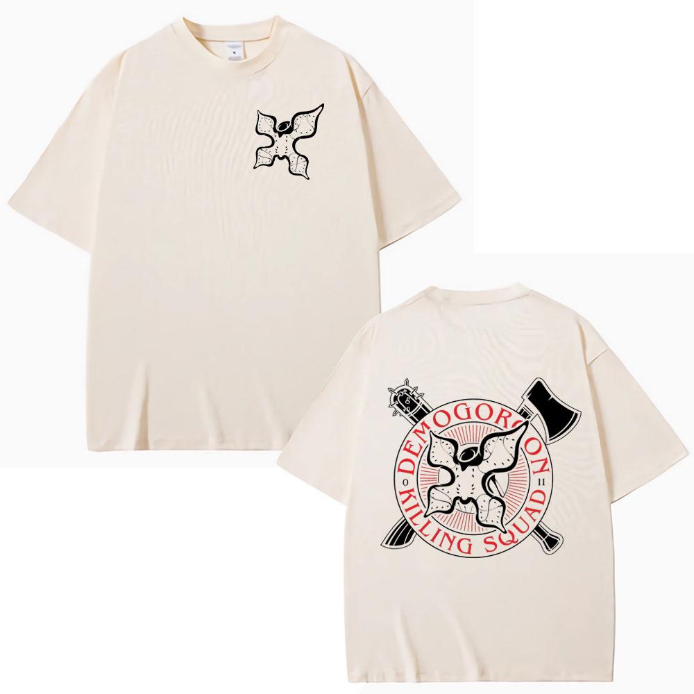 Eddie Munson Demogorgon Tshirt with Cannibal Flower Pattern 2026 Summer Pure Cotton Printed Loose Casual Tshirt 2XL