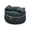 Francfranc Velvet Ribbon Vanity Pouch S Green with Divider and Pockets - Cosmetic Box, Makeup Storage