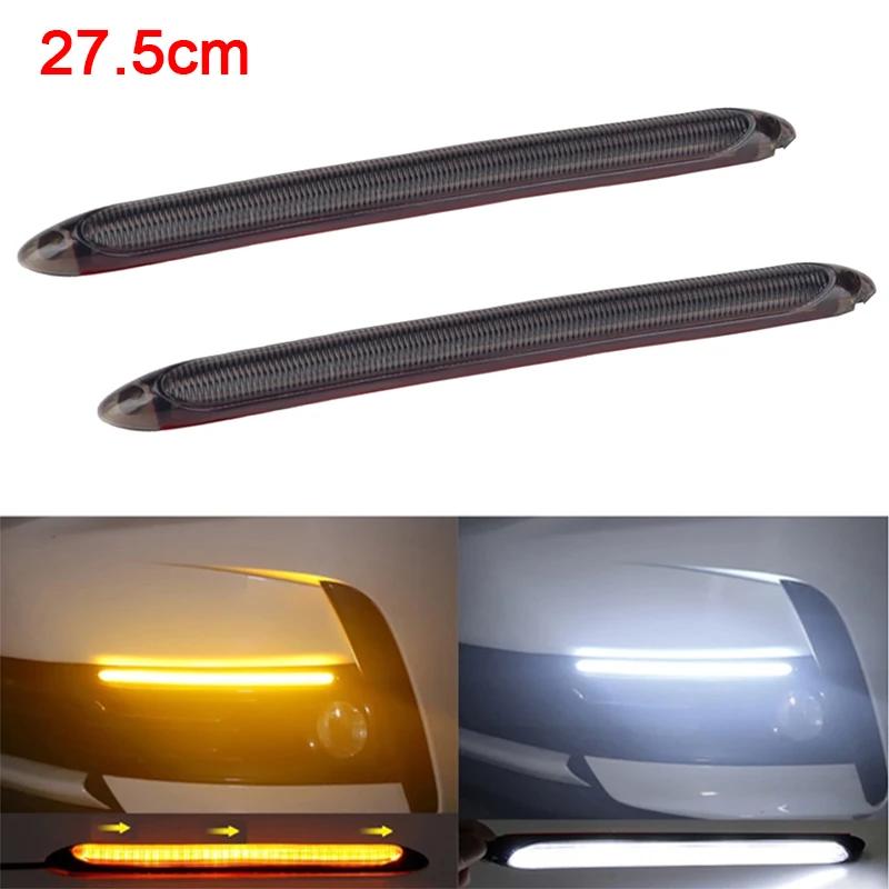 2Pcs Car LED Daytime Running Lights Waterproof Sequential Lamp Flow Turn Signal Light Amber Turn White Lamp