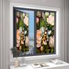 Floral Bee Static Window Stickers Non-adhesive Removable Sun Blocking Stained Glass Privacy Window Film