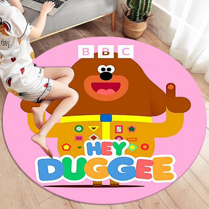 Hey Duggee Round Area Rug,Carpet Rug for Living Room Bedroom Sofa Playroom Decor,Non-slip Floor Mat