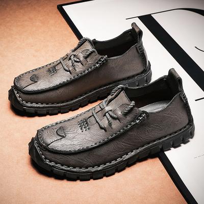 Fashion Outdoors Men's Shoes Men Combat Desert Casual Shoes Zapatos Hombre Genuine Leather Sewing Lace-up Hiking Shoes Leisure Flats