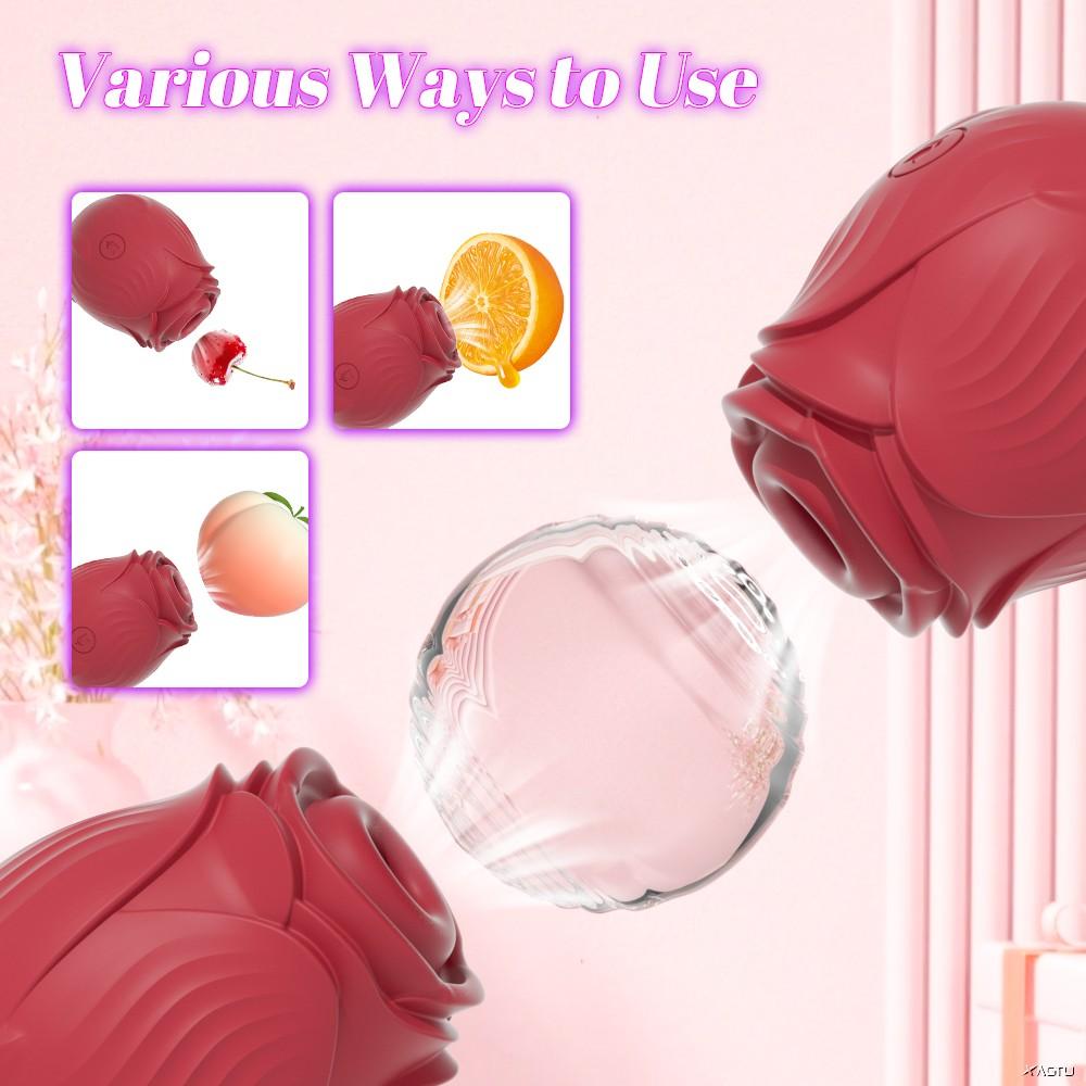 Rose suction toy 10-speed vibrator 3 in 1 vacuum stimulation G-spot oral nipple clitoris anal sex toy adult female toy