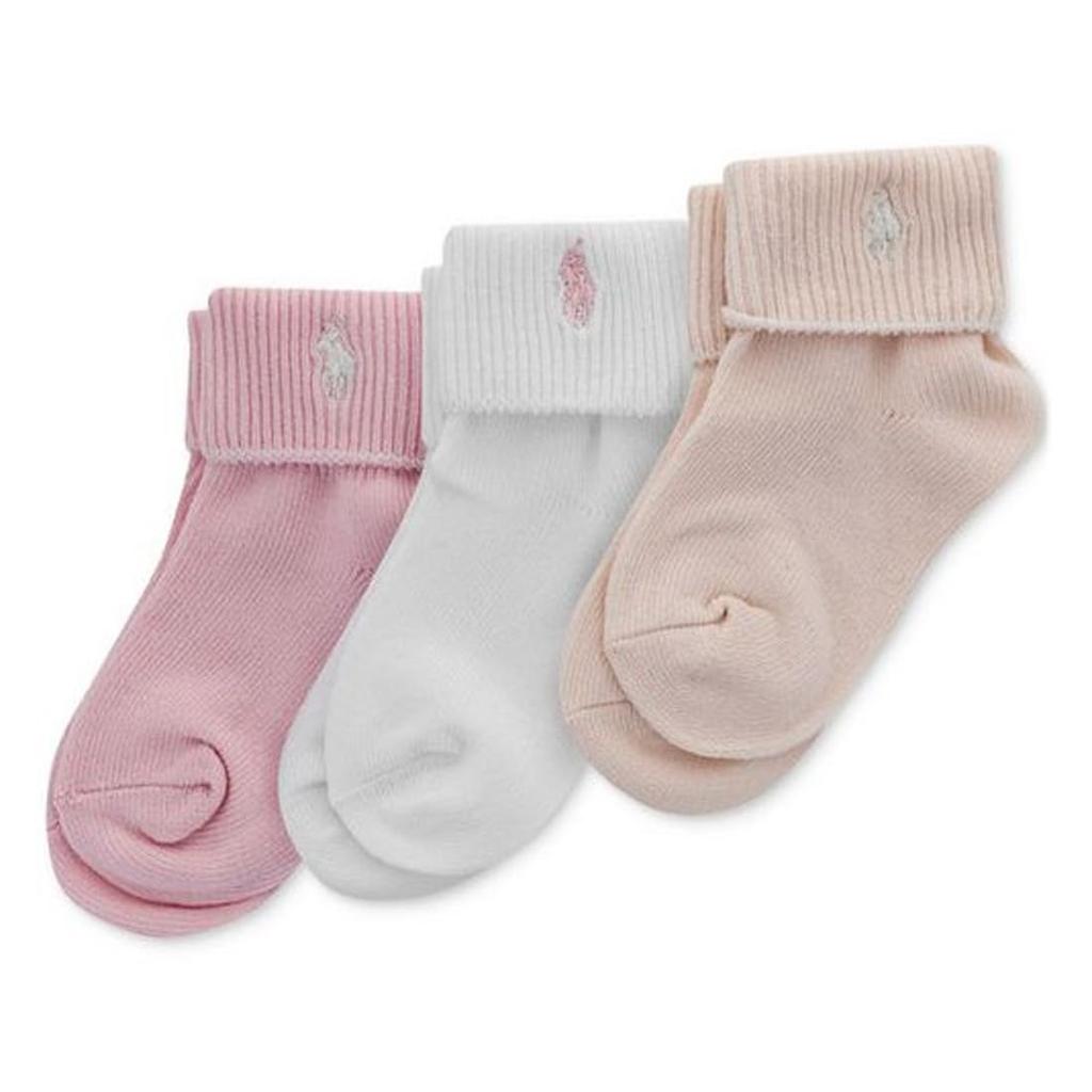 Polo Ralph Lauren Baby Baby Shower Diaper Baby Sizes Socks, 3-Pair Set, Assorted, Gift, Cake, Boy/Girl Gift, G41348IPKE/LPKE ASST, 6-12M [Used]