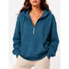 Women S Loose Fit Hooded Half Zip Pocket Casual Sweatshirt