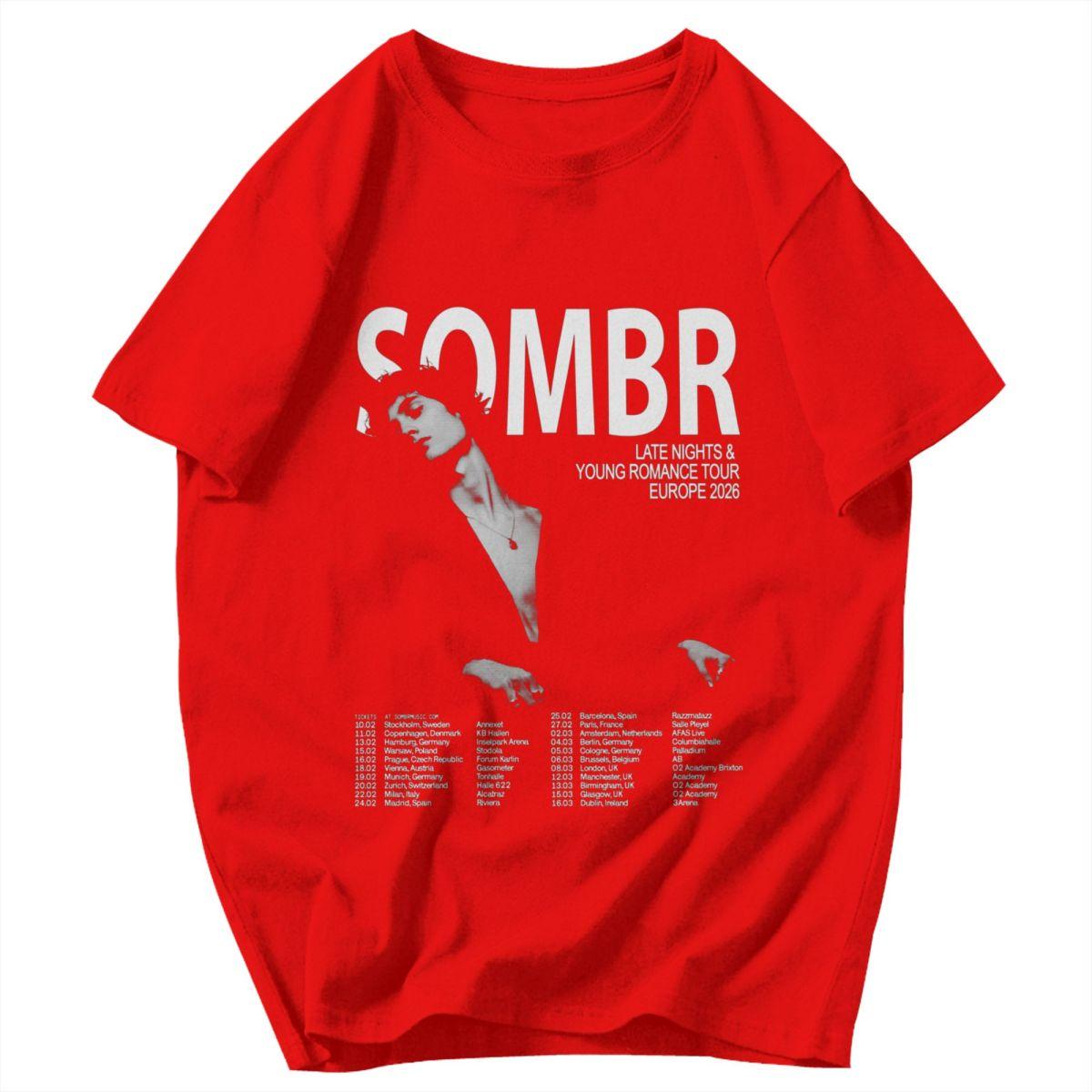 Men T Shirt SOMBR EUROPE TOUR 2026 Cotton Y2K Graphic Short Sleeve Unisex Clothes T Shirts S