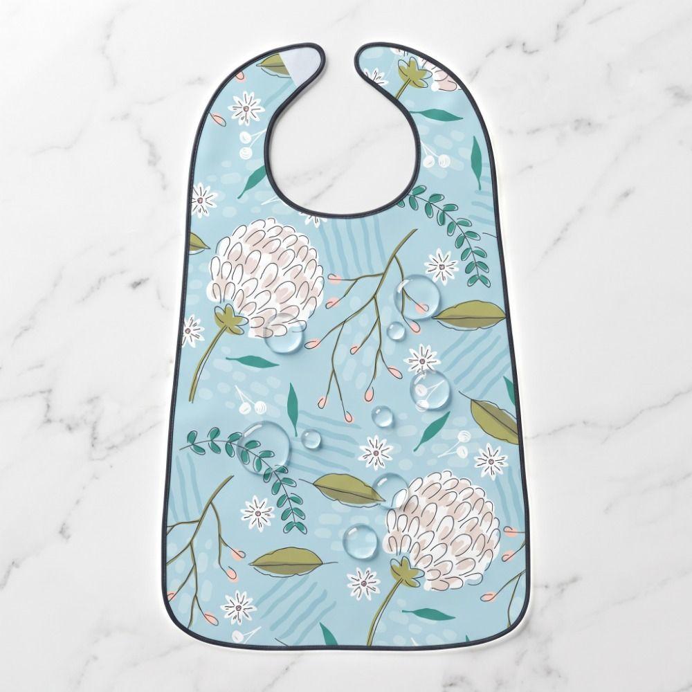 Reusable Adult Bibs Floral print Clothing Protector Multi-purpose Feeding Bibs Feeding Nursing