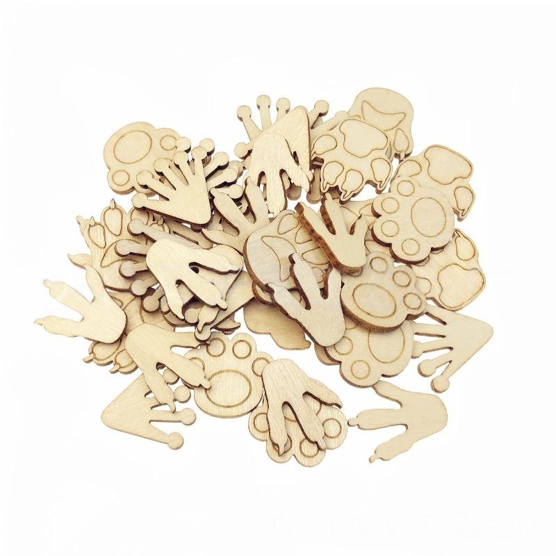 50PCS Mini Dog Paw Wood DIY Crafts Cutouts Wooden Little Cat Claw Shaped Ornaments for DIY Projects Pets Party Decorations
