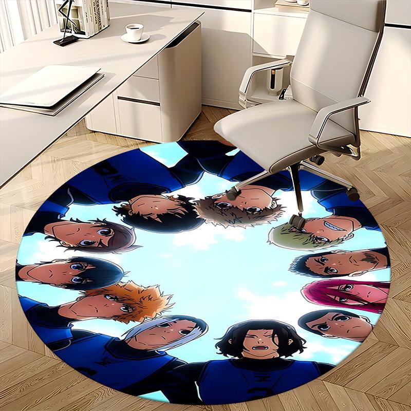 1 Stück Haikyuu Karasuno High Volleyball Team Runder Teppich, Bürostuhlmatte, Rutschfester Teppich, Saisonales Geschenk, Geeignet für Heimdekoration, Wohnzimmer