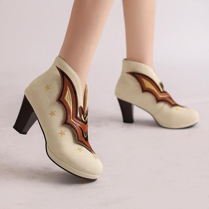 Women's High-heeled Single Shoes Spring and Autumn Waterproof Table Thick-heeled Color Matching Large-size Single Shoes