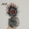 Wolf Paw Plush Gloves Fingerless Warm Fuzzy Animal Cosplay Hand Paws Faux Fur for Halloween Christmas Dress-Up Party Costume Skin-friendly Lining