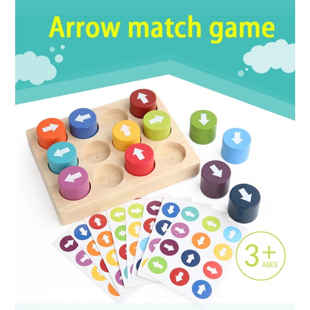 Baby Montessori Wooden Toys Color Direction Sensory Board Arrow Matching Game Logical Thinking Training Educational Blocks Toys