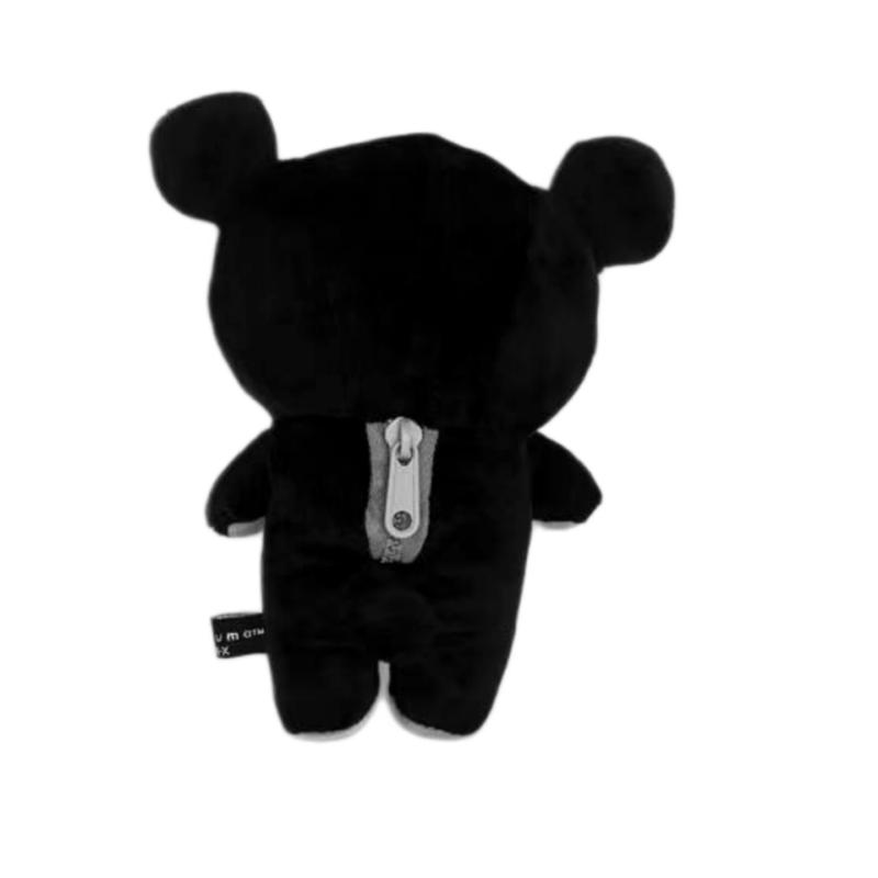 Black White Bear Rilakkuma Plush Toy Doll With Soft Furry Cartoon Cute Button Belly Design For Fans Collection And Daily Use