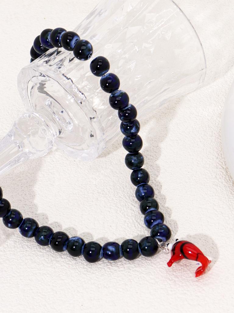 Charm Colorful Fish Pendant Necklace Glass Beads Necklace Cute Marine Animal Jewelry Gift