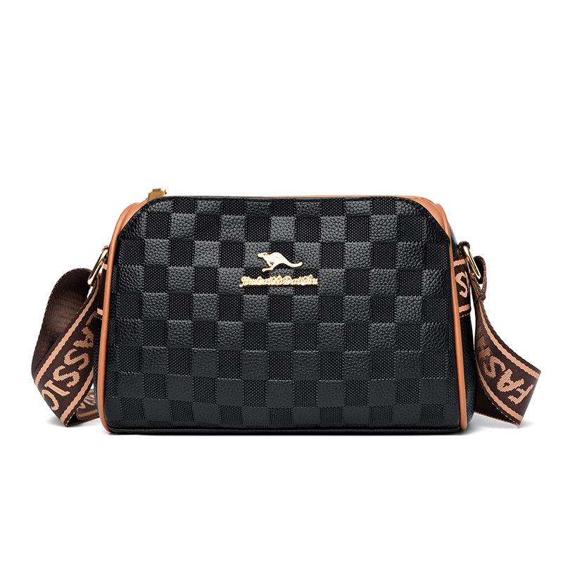 

2024 Женская универсальная сумка на плечо из мягкой кожи - Дизайн ромба, стиль подушки с широким ремнем