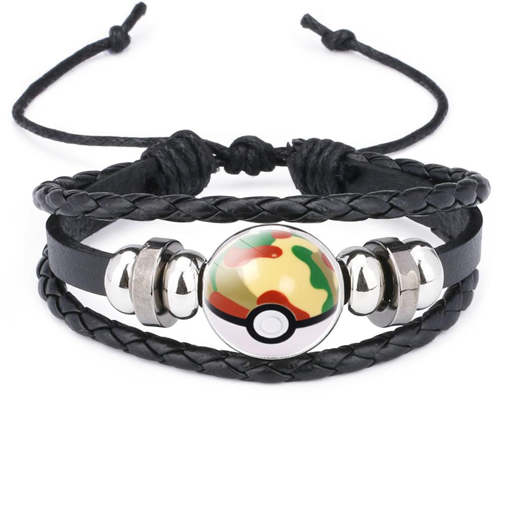Anime Poke Ball Handmade Multi Layer Woven Bracelet Anime Surrounding Time Gem Fashion Handicrafts