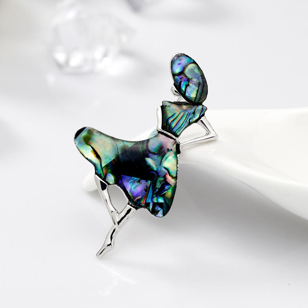 Brooch Versatile Shell Material Personality Dancing Female Corsage